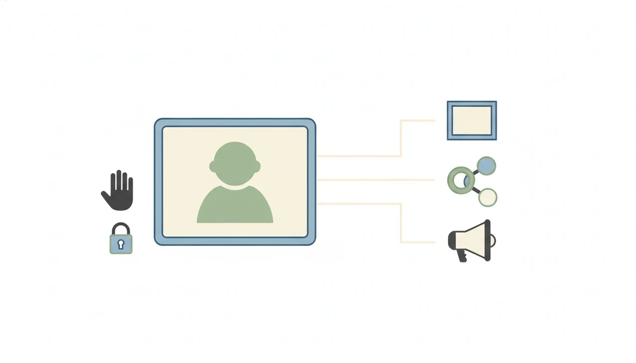 An illustration shows a baby photo card branching to reuse, sharing, and promotion symbols.